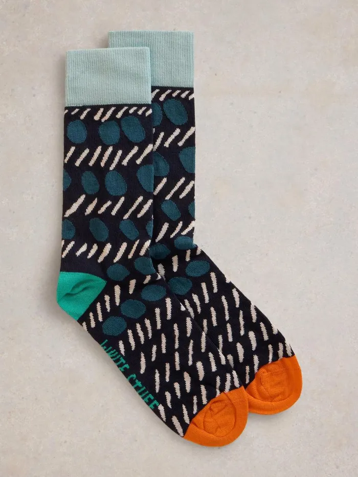 Men SOCKS White Stuff Dash And Dot Ankle Sock Navy Multi Men SOCKS White Stuff Dash And Dot Ankle Sock Navy Multi