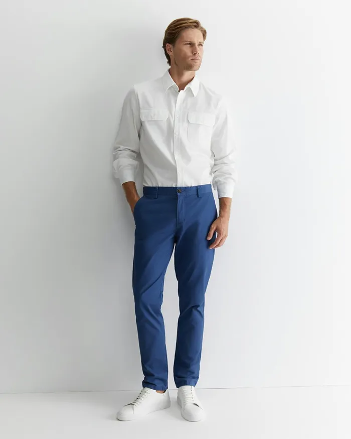 Men Sportscraft Pants Smith Tapered Chinos Azure