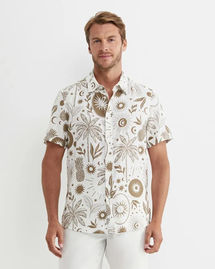 Men Sportscraft Shirts Byron Short Sleeve Shirt Barley