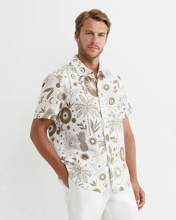 Men Sportscraft Shirts Byron Short Sleeve Shirt Barley