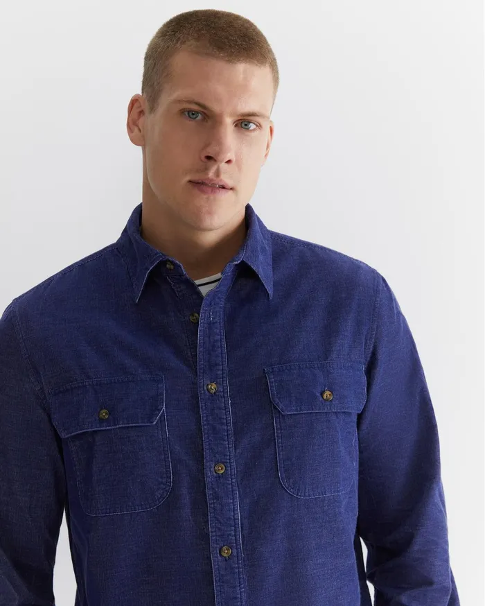 Men Sportscraft Shirts Cullen Cord Shirt Ball Point Blue