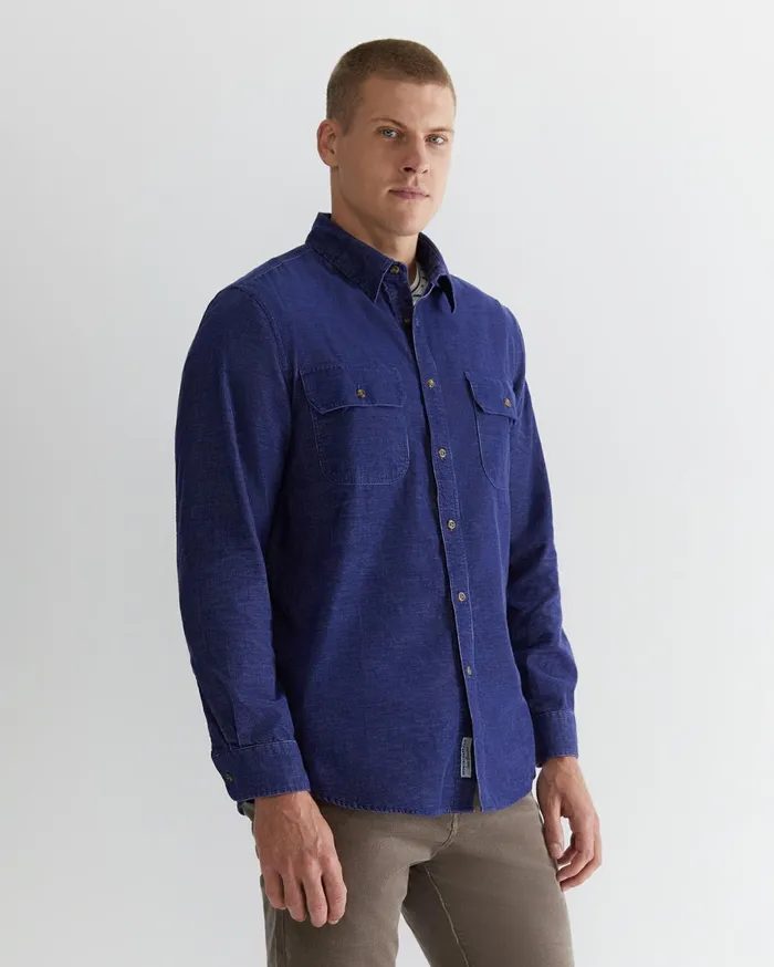 Men Sportscraft Shirts Cullen Cord Shirt Ball Point Blue