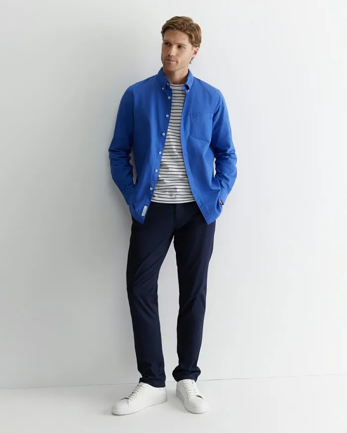 Men Sportscraft Shirts Oxford Long Sleeve Shirt Dutch Blue