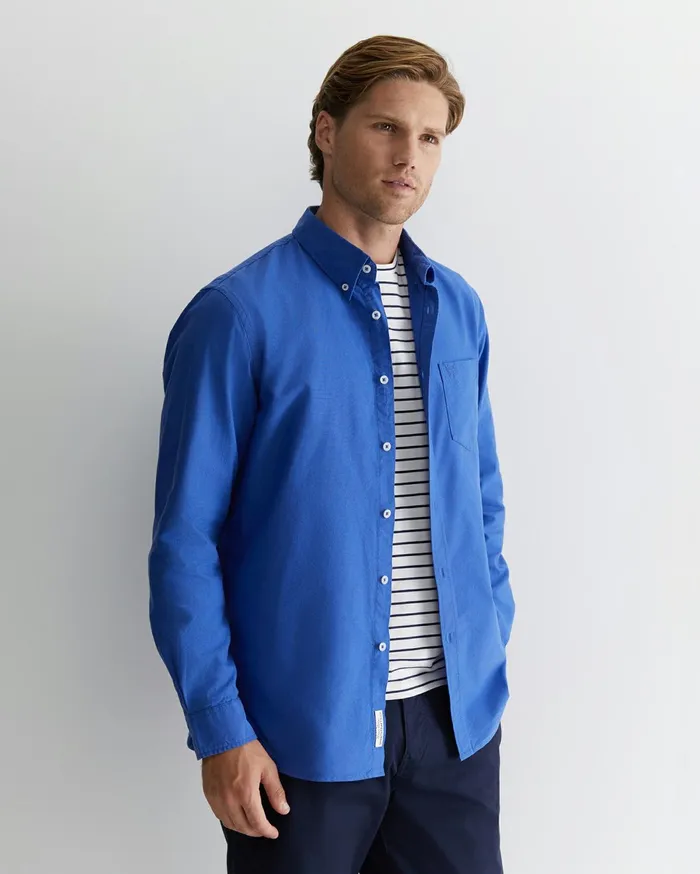 Men Sportscraft Shirts Oxford Long Sleeve Shirt Dutch Blue