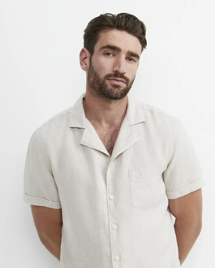 Men Sportscraft Shirts Short Sleeve Stanton Linen Shirt Natural