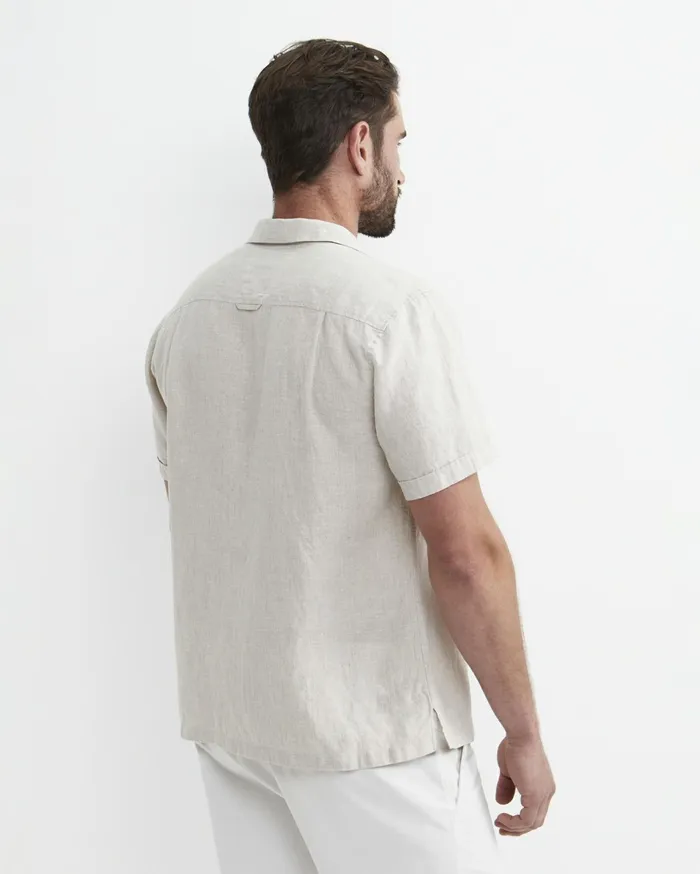 Men Sportscraft Shirts Short Sleeve Stanton Linen Shirt Natural