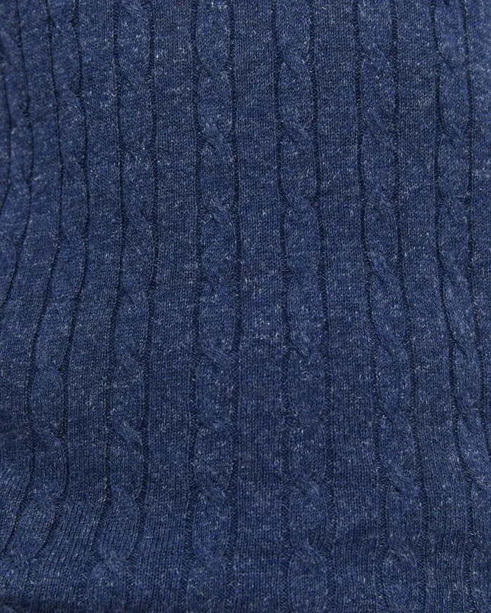 Men Sportscraft TShirts and Polos Murrinar Cable Knit Polo Dark Blue Melange
