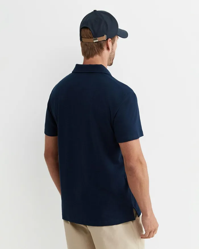 Men Sportscraft TShirts and Polos Osborne Linen Blend Polo Navy