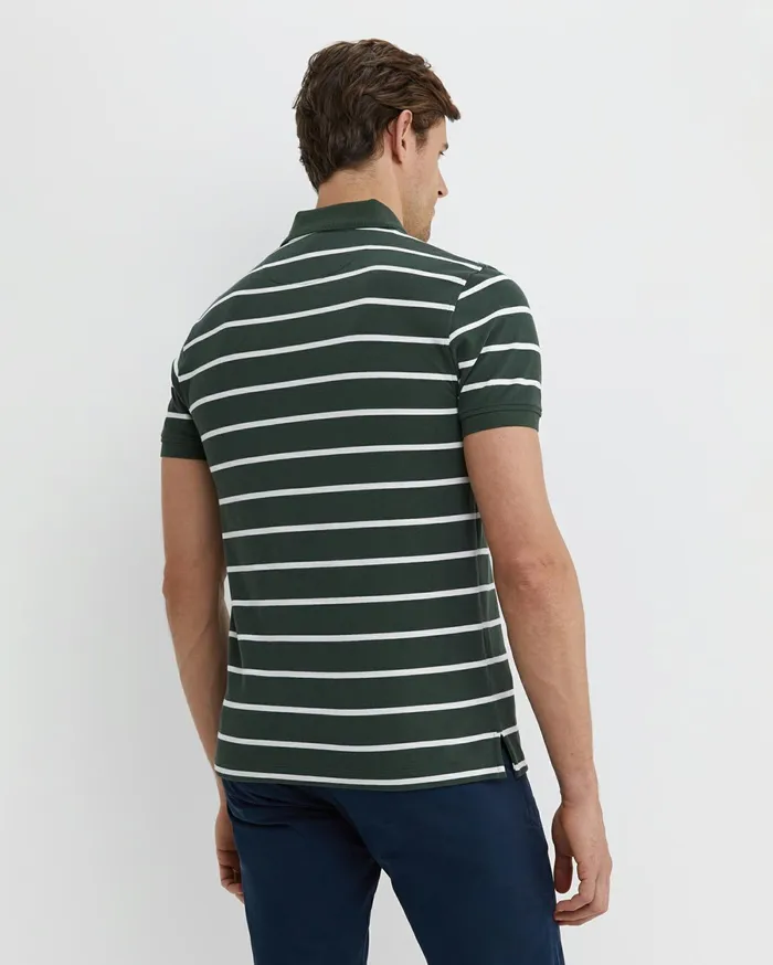 Men Sportscraft TShirts and Polos SC Stripe Pique Polo Forest