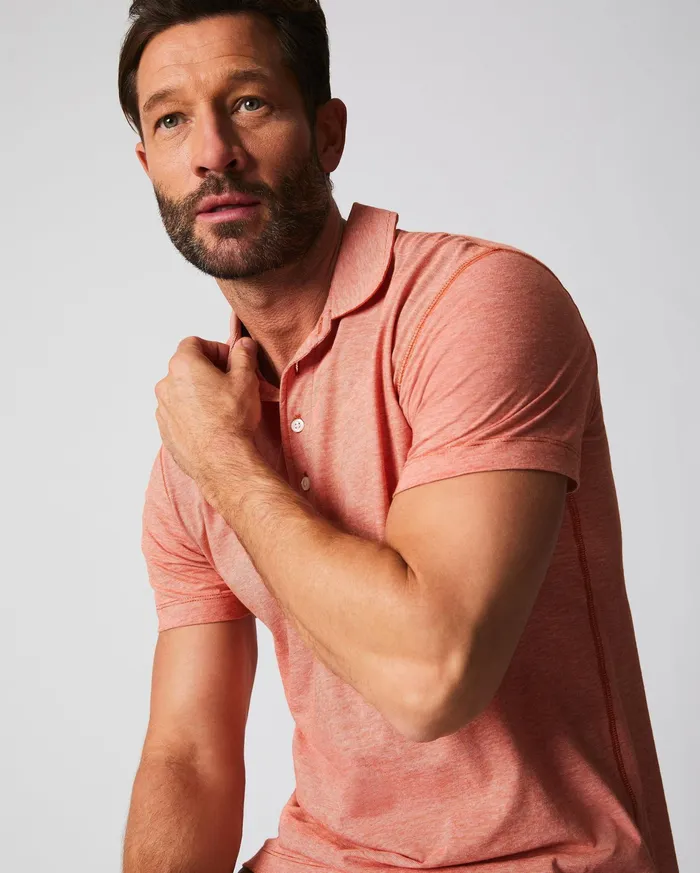 Men Stripe Pensacola Polo Burnt Red Billy Reid Polos Tees and Henleys