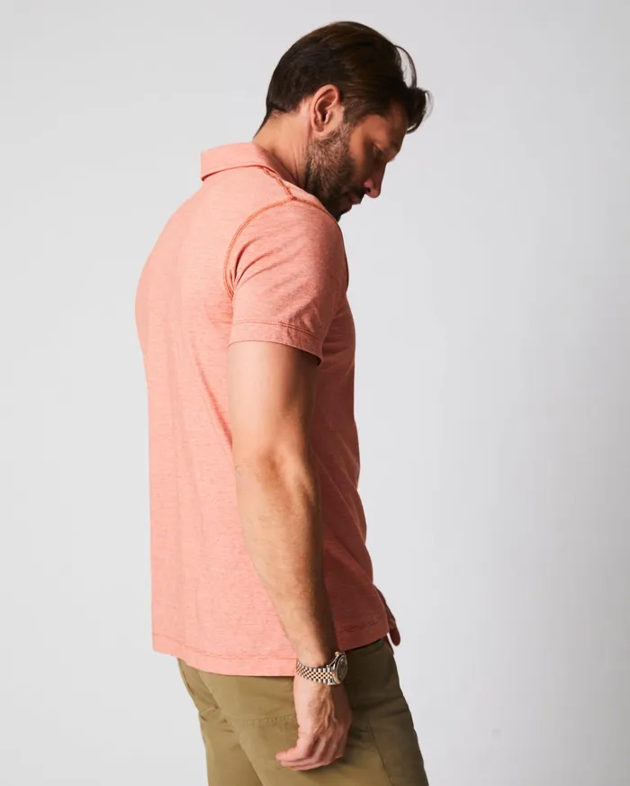 Men Stripe Pensacola Polo Burnt Red Billy Reid Polos Tees and Henleys