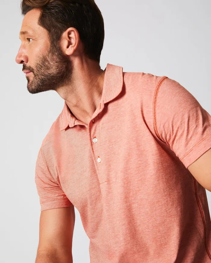 Men Stripe Pensacola Polo Burnt Red Billy Reid Polos Tees and Henleys