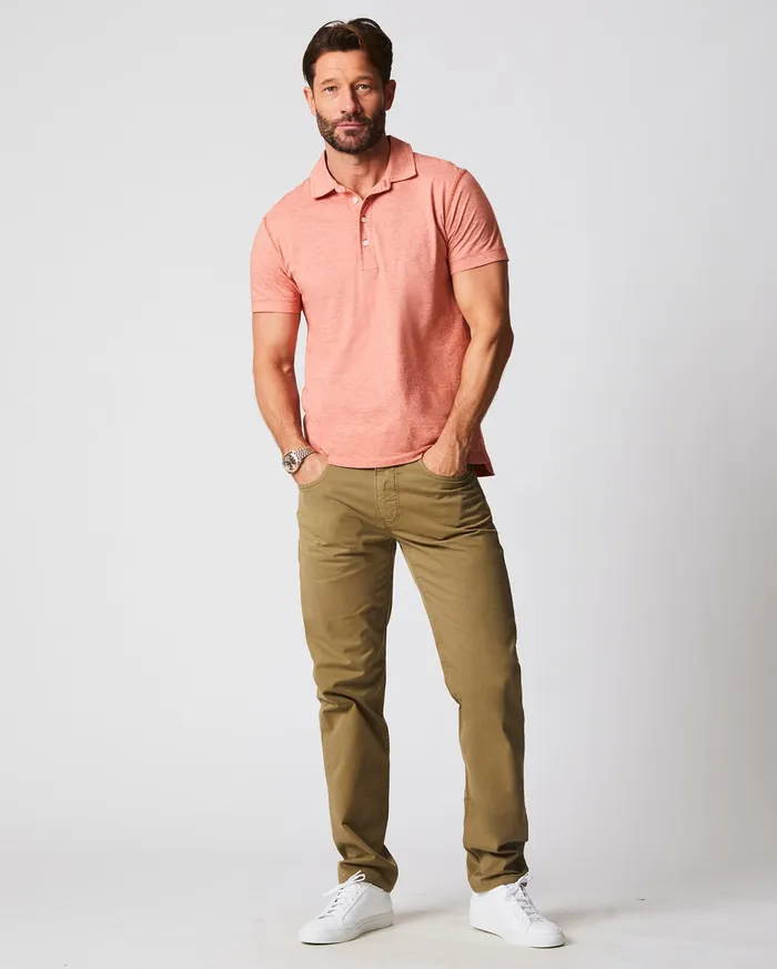 Men Stripe Pensacola Polo Burnt Red Billy Reid Polos Tees and Henleys