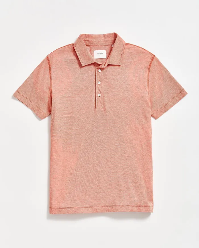 Men Stripe Pensacola Polo Burnt Red Billy Reid Polos Tees and Henleys