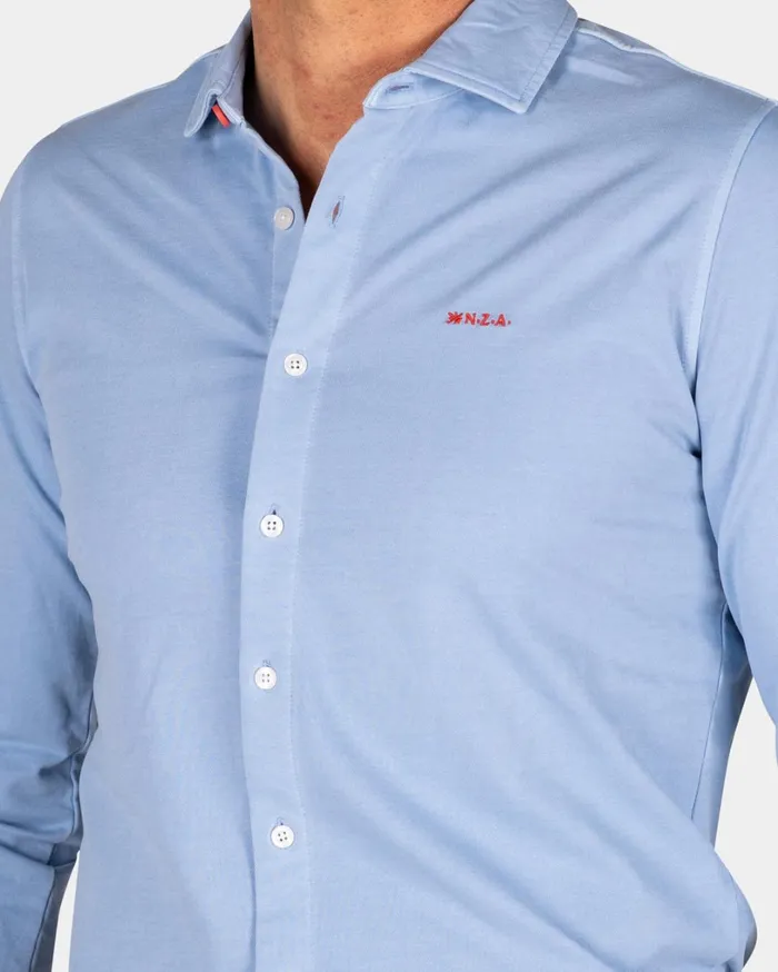 Men Sweatshirts NZA New Zealand Auckland Light Blue Linen Shirt 8211 Maya Blue