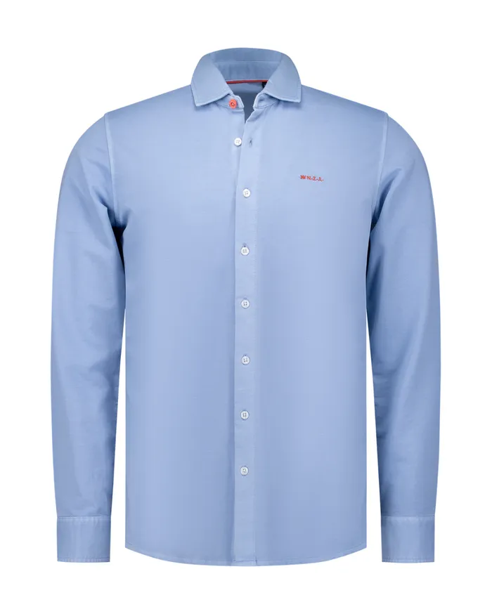 Men Sweatshirts NZA New Zealand Auckland Light Blue Linen Shirt 8211 Maya Blue