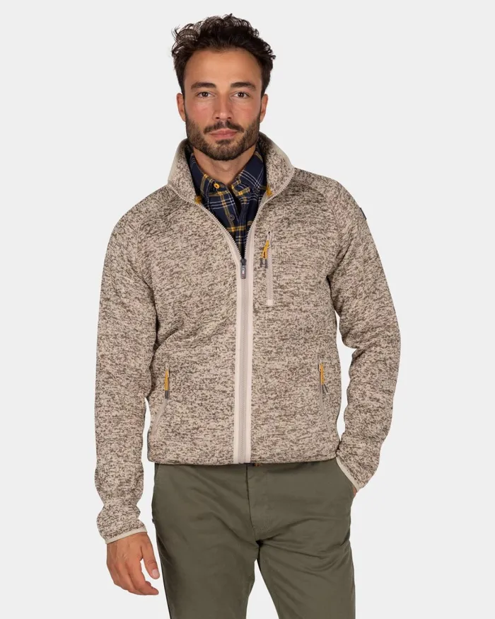 Men Sweatshirts NZA New Zealand Auckland Light Brown Fleece Cardigan 8211 Chestnut