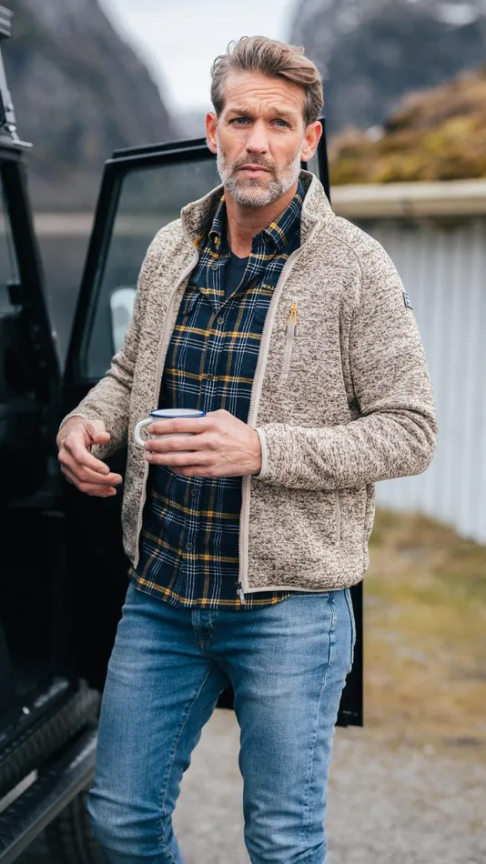 Men Sweatshirts NZA New Zealand Auckland Light Brown Fleece Cardigan 8211 Chestnut