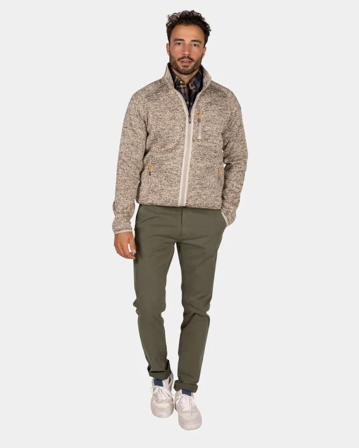 Men Sweatshirts NZA New Zealand Auckland Light Brown Fleece Cardigan 8211 Chestnut