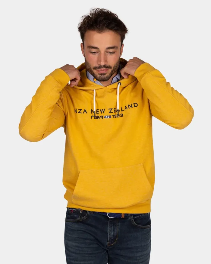Men Sweatshirts NZA New Zealand Auckland Ochre Yellow Hoodie With Logo 8211 Warm Ocre