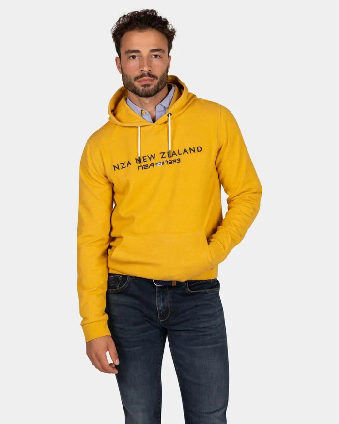 Men Sweatshirts NZA New Zealand Auckland Ochre Yellow Hoodie With Logo 8211 Warm Ocre