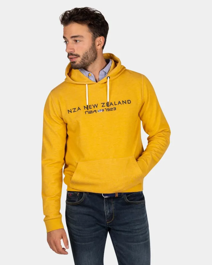 Men Sweatshirts NZA New Zealand Auckland Ochre Yellow Hoodie With Logo 8211 Warm Ocre