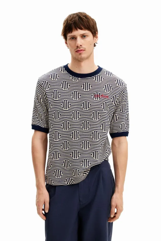 Men Tshirts Desigual Geometric Print Tshirt