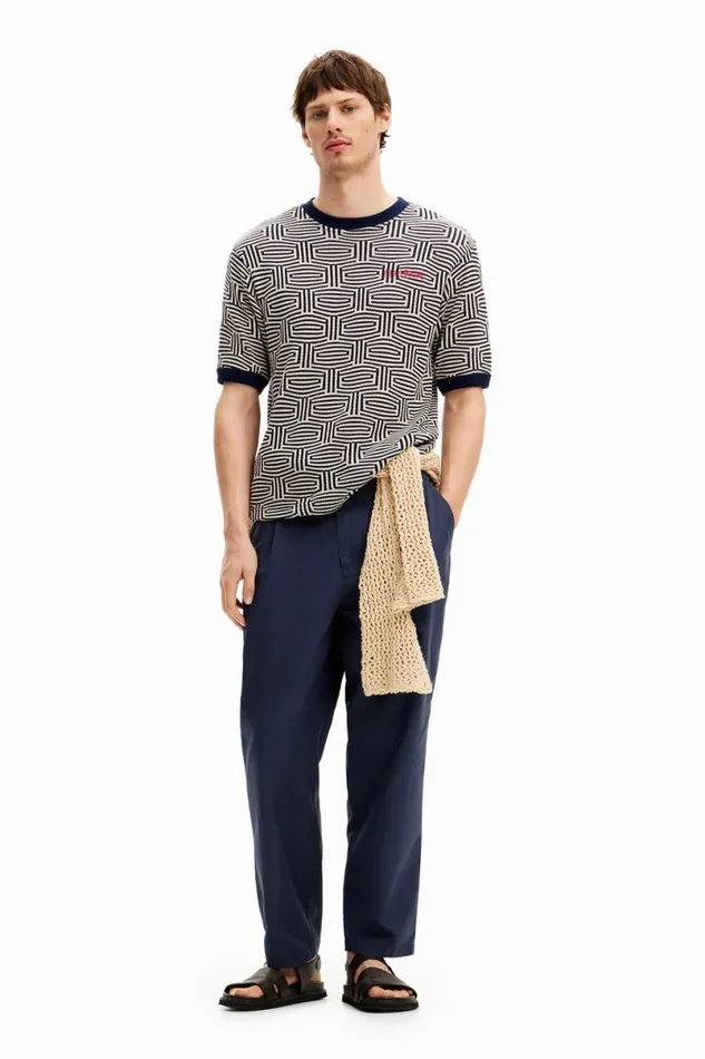 Men Tshirts Desigual Geometric Print Tshirt