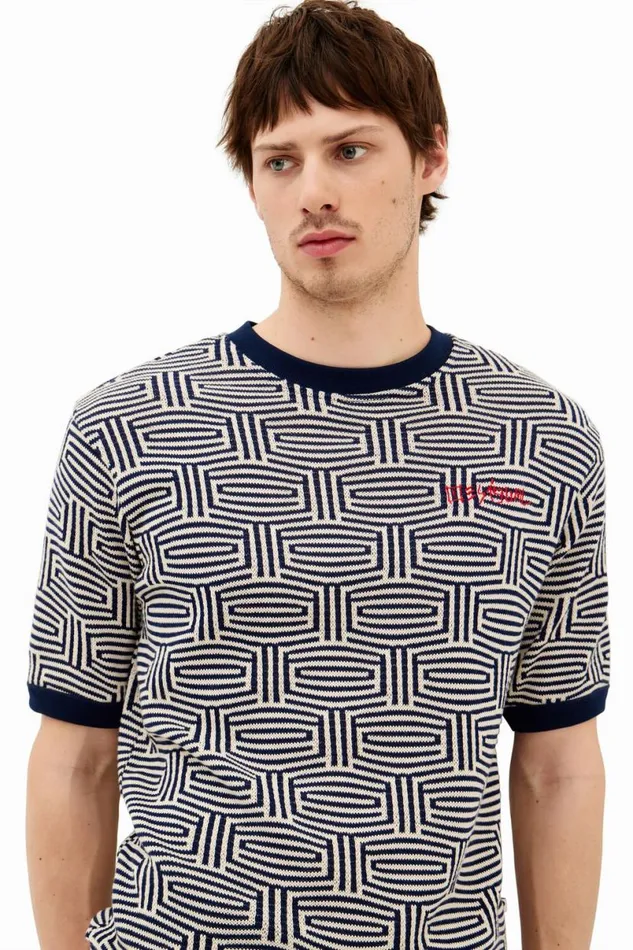 Men Tshirts Desigual Geometric Print Tshirt