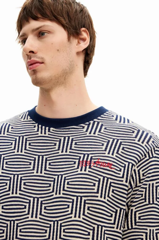 Men Tshirts Desigual Geometric Print Tshirt