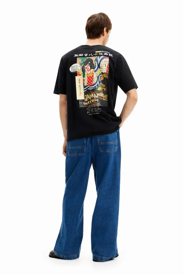 Men Tshirts Desigual Japanesestyle Illustration Tshirt