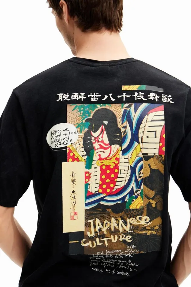 Men Tshirts Desigual Japanesestyle Illustration Tshirt