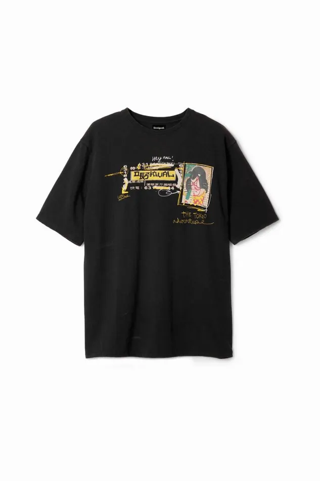 Men Tshirts Desigual Japanesestyle Illustration Tshirt