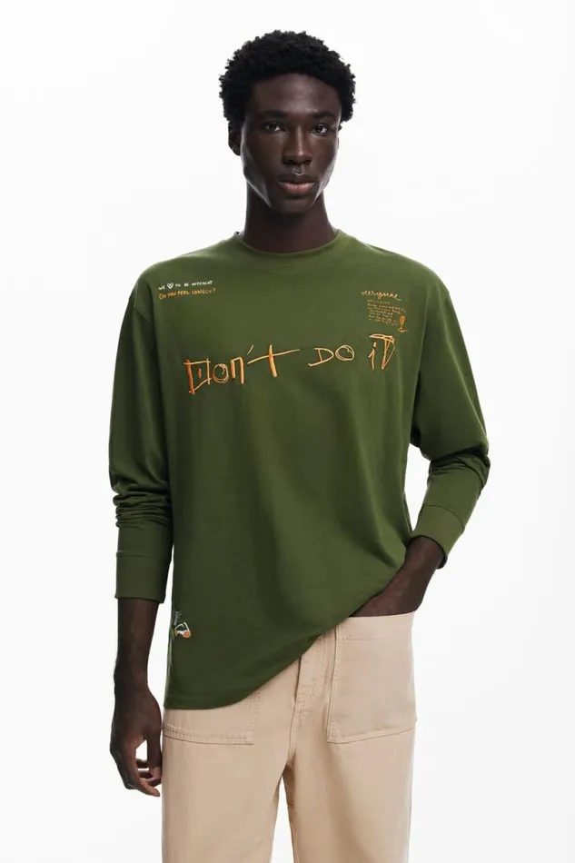 Men Tshirts Desigual Longsleeve Message Tshirt