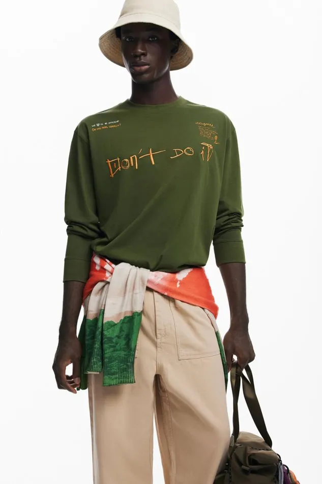 Men Tshirts Desigual Longsleeve Message Tshirt