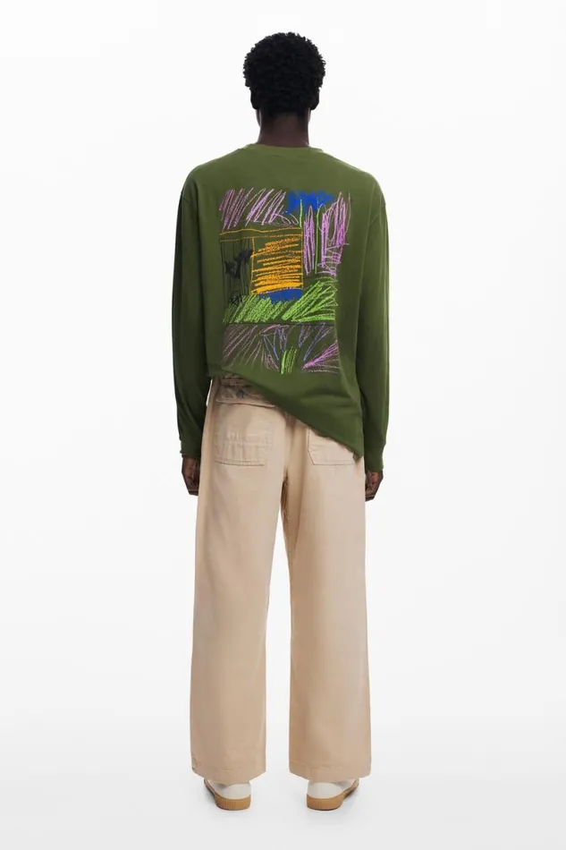 Men Tshirts Desigual Longsleeve Message Tshirt