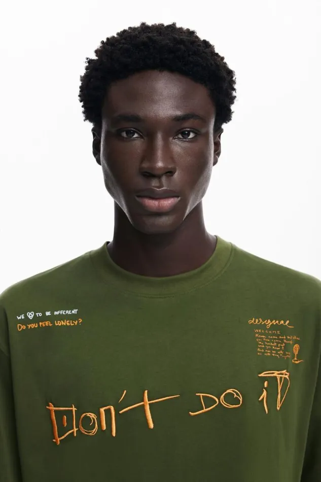 Men Tshirts Desigual Longsleeve Message Tshirt