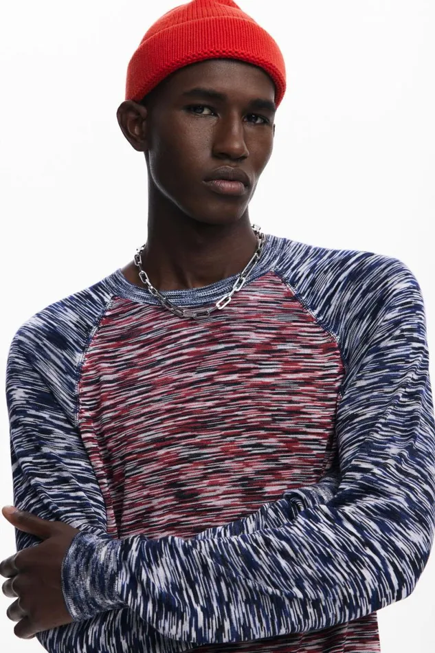 Men Tshirts Desigual Twotone Marled Tshirt