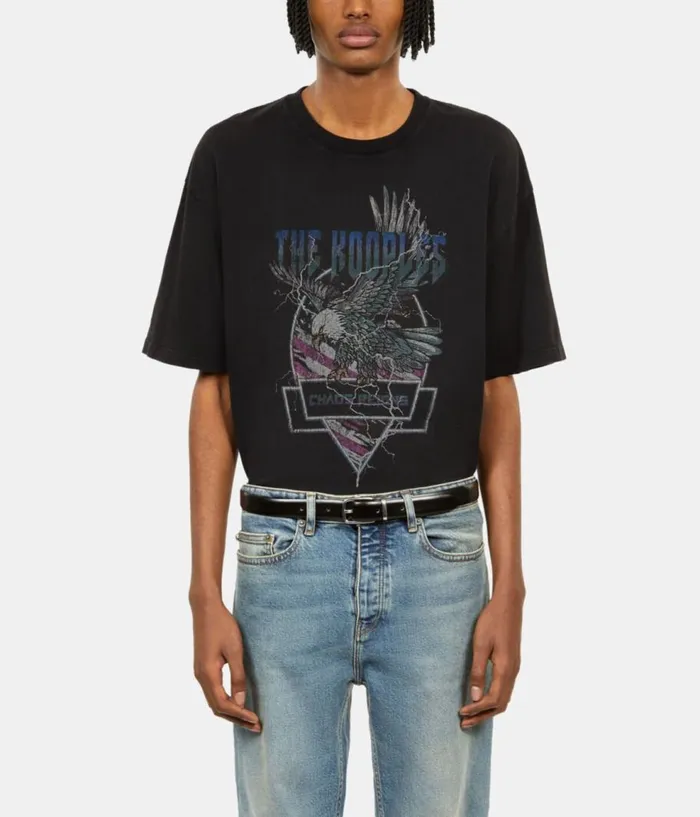 Men Tshirts THE KOOPLES Black Tshirt With Chaos Eagle Serigraphy Men Tshirts THE KOOPLES Black Tshirt With Chaos Eagle Serigraphy