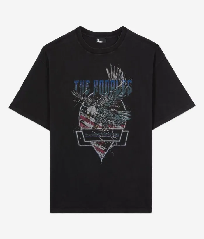 Men Tshirts THE KOOPLES Black Tshirt With Chaos Eagle Serigraphy Men Tshirts THE KOOPLES Black Tshirt With Chaos Eagle Serigraphy