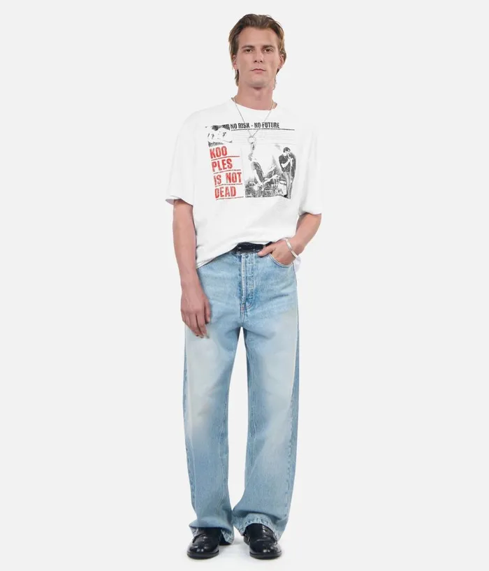 Men Tshirts THE KOOPLES Ecru Serigraphy Tshirt