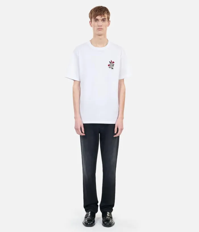 Men Tshirts THE KOOPLES White Tshirt With Eternal Life Embroidery Men Tshirts THE KOOPLES White Tshirt With Eternal Life Embroidery