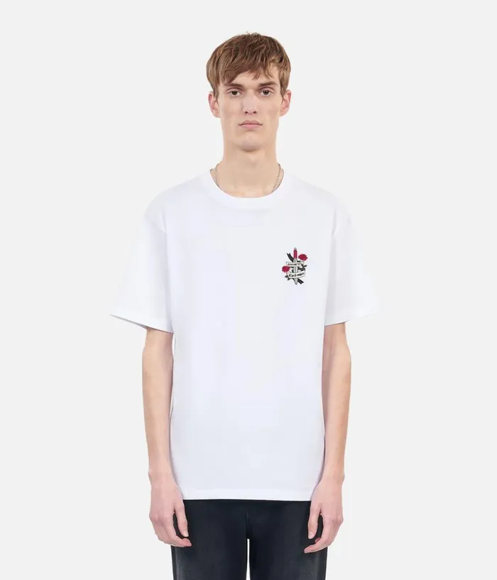 Men Tshirts THE KOOPLES White Tshirt With Eternal Life Embroidery Men Tshirts THE KOOPLES White Tshirt With Eternal Life Embroidery