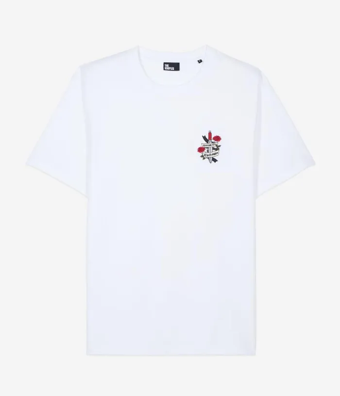 Men Tshirts THE KOOPLES White Tshirt With Eternal Life Embroidery Men Tshirts THE KOOPLES White Tshirt With Eternal Life Embroidery
