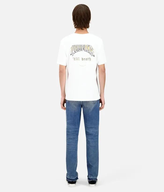 Men Tshirts THE KOOPLES White Tshirt With Skull Butterfly Serigraphy