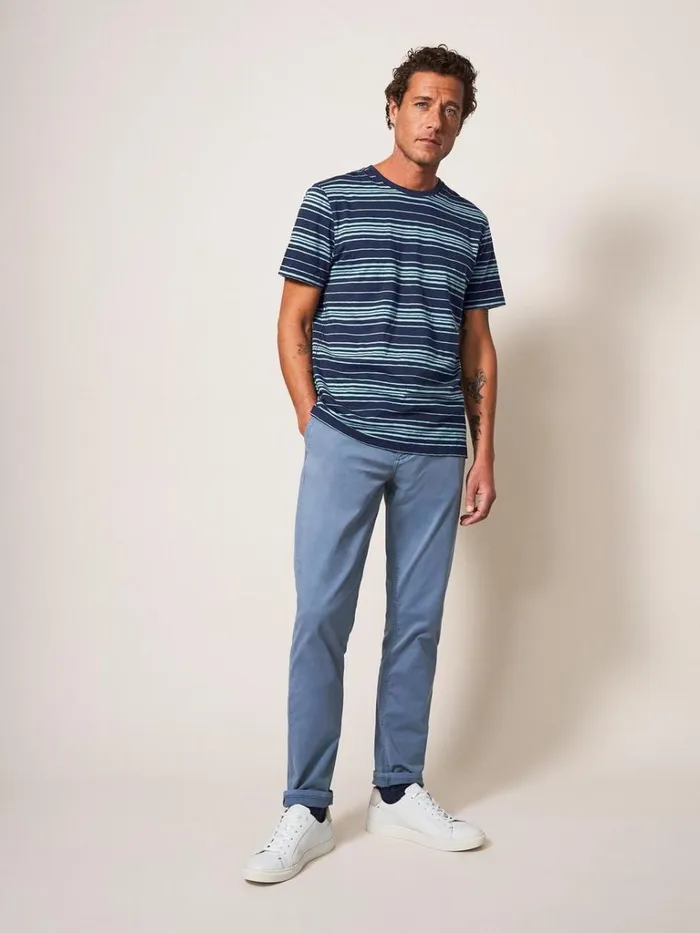 Men TSHIRTS White Stuff Abersoch Stripe SS Tee Dark Navy