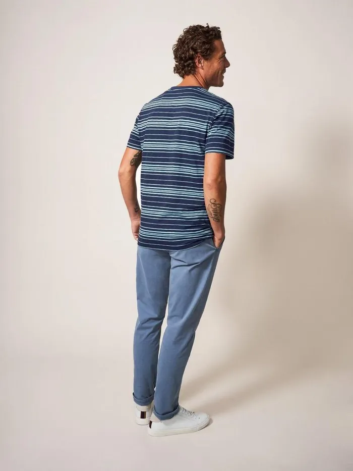 Men TSHIRTS White Stuff Abersoch Stripe SS Tee Dark Navy