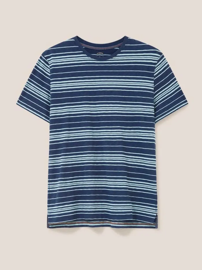 Men TSHIRTS White Stuff Abersoch Stripe SS Tee Dark Navy