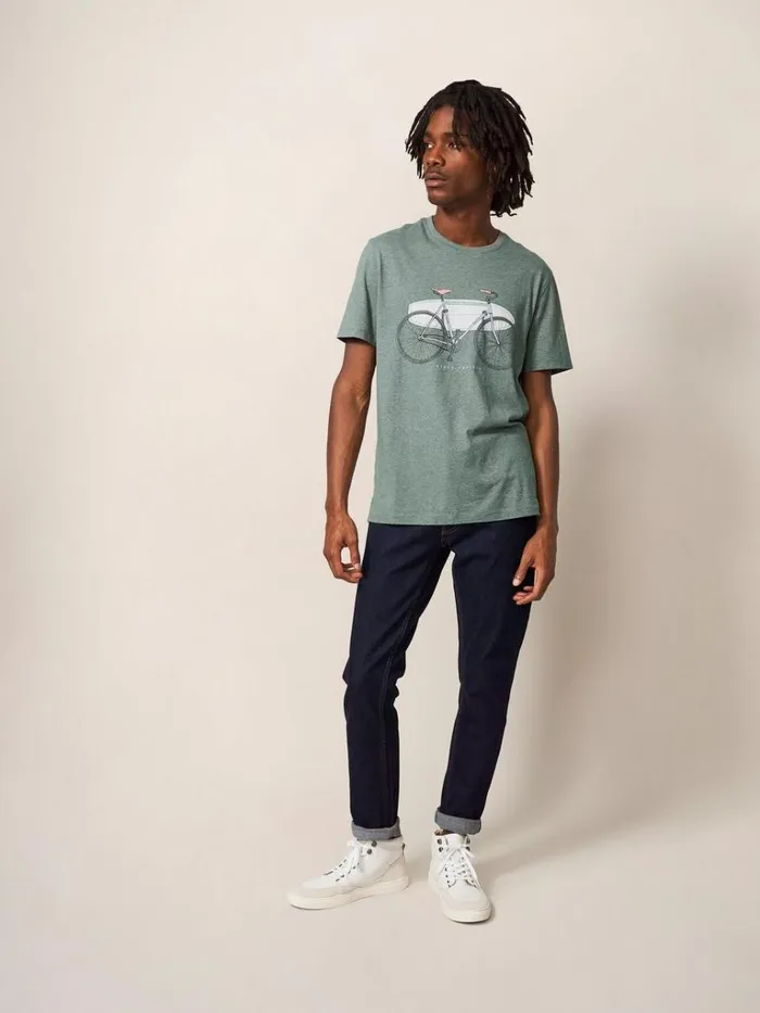Men TSHIRTS White Stuff Beach Crusier Graphic Tee Dusty Green