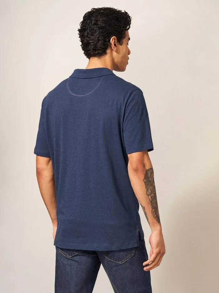Men TSHIRTS White Stuff Linen Blend Polo Indigo Blue